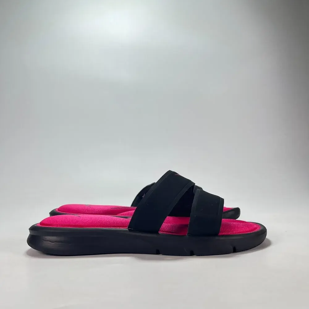 Nike Ultra Black Hot Pink Casual Comfort Slide Sandals 882695-003 Women's Size 6